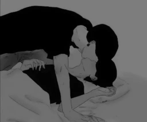 kiss kiss sketch black and white
