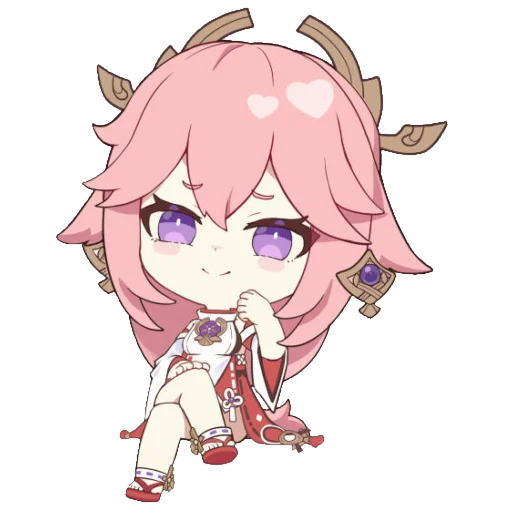 Яэ мико стикеры. YAE Miko Chibi Sticker.