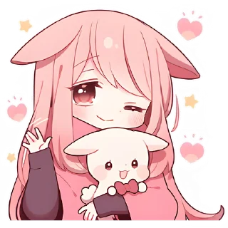 Sticker Розовый зайчик @Nyasticks - 7
