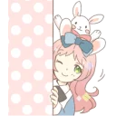 Sticker Rabbit ear girl Rosy Double Pack - 0
