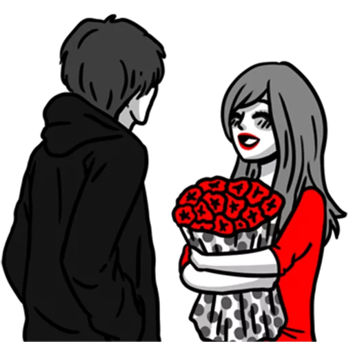 Стикер Manga couple in love - Valentine's Day @Nekosticker - 0